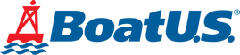 Logo for BoatUS, online boater education course concept. 