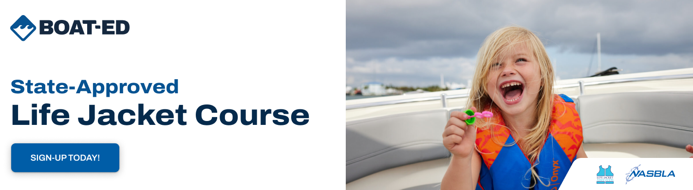 Ad for a Life Jacket Technician Course from Boat-Ed. 