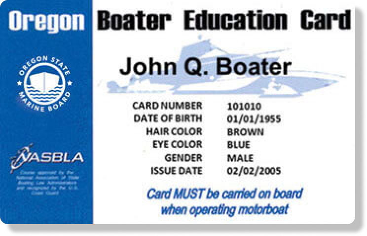 Image of the Oregon boater education card.