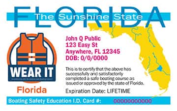 Illustration of the Florida boater education card.