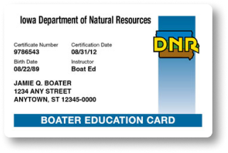 Iowa boater education card.
