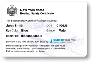 Illustration of the New York boater safety card. 
