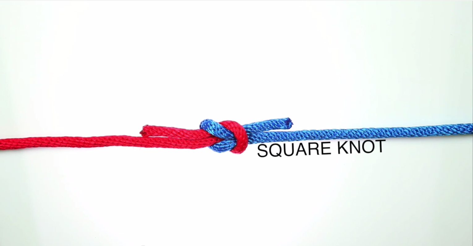 A close-up of a square knot, boating knots concept. 