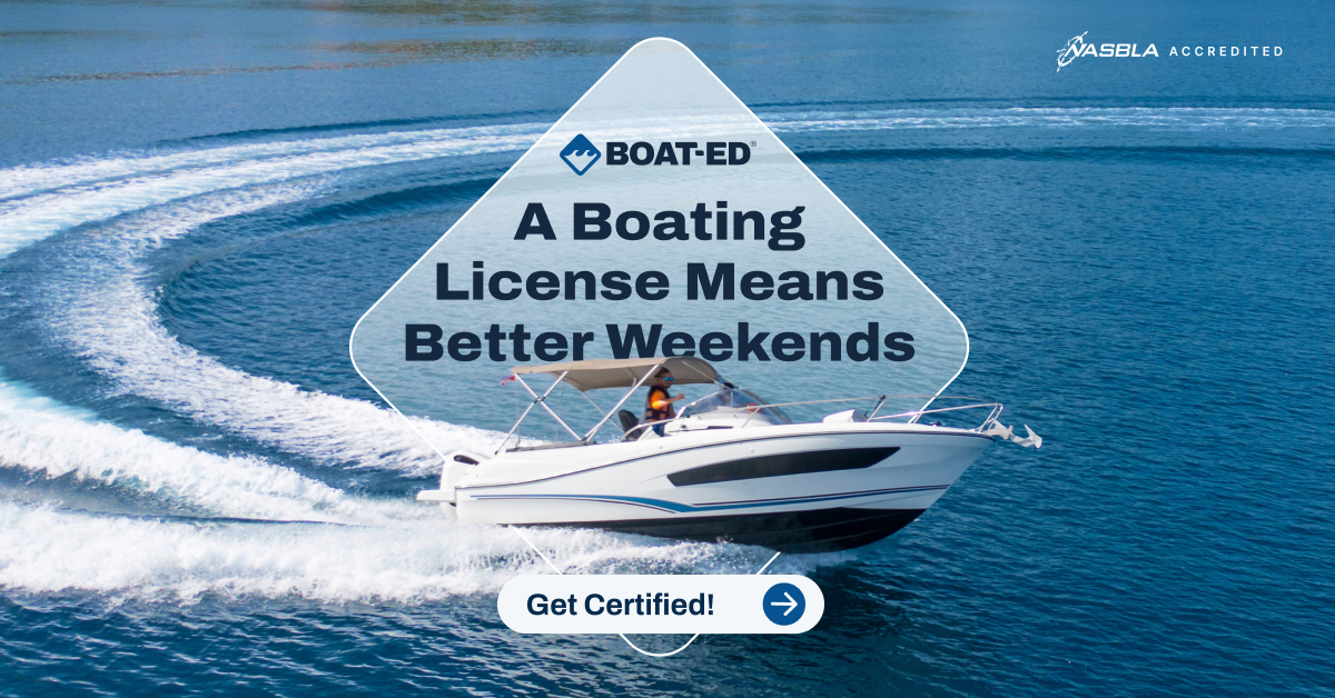 Image with text a boating license means better weekends, how to get your Mississippi boating license concept. 