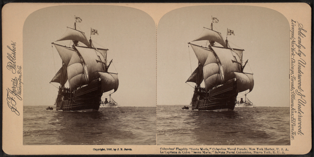 Columbus'_flagship_-Santa_Maria,-_Columbus_Naval_parade,_New_York_Harbor,_U.S.A,_from_Robert_N._Dennis_collection_of_stereoscopic_views_4