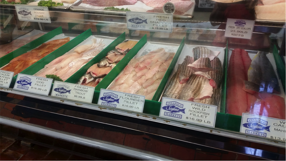 Fish at the market for ceviche verde. 