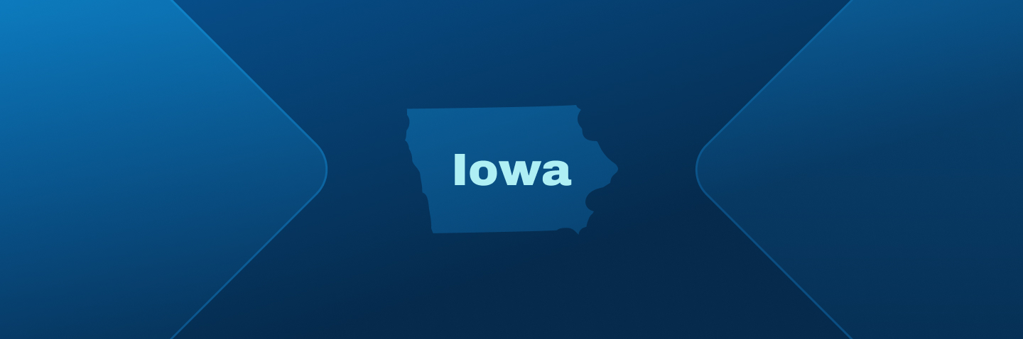 Image with state of Iowa, how to get your Iowa boating license concept. 