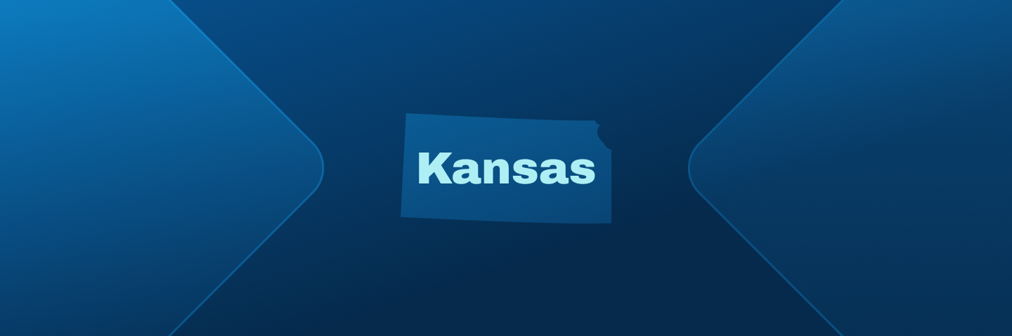 Image with state of Kansas, how to get your Kansas boating license concept.
