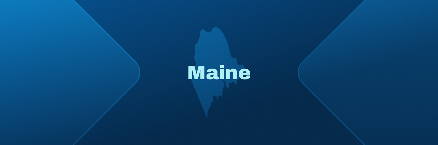Image with state of Maine, how to get your Maine boating license concept. 