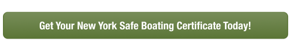 Green CTA button with text get your New York safe boating certificate, rent a boat in New York concept.
