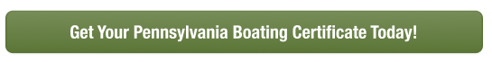 CTA button with text get your PA boating certificate, rent a boat in Pennsylvania concept.