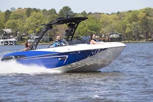 Boating on the lake with family and friends